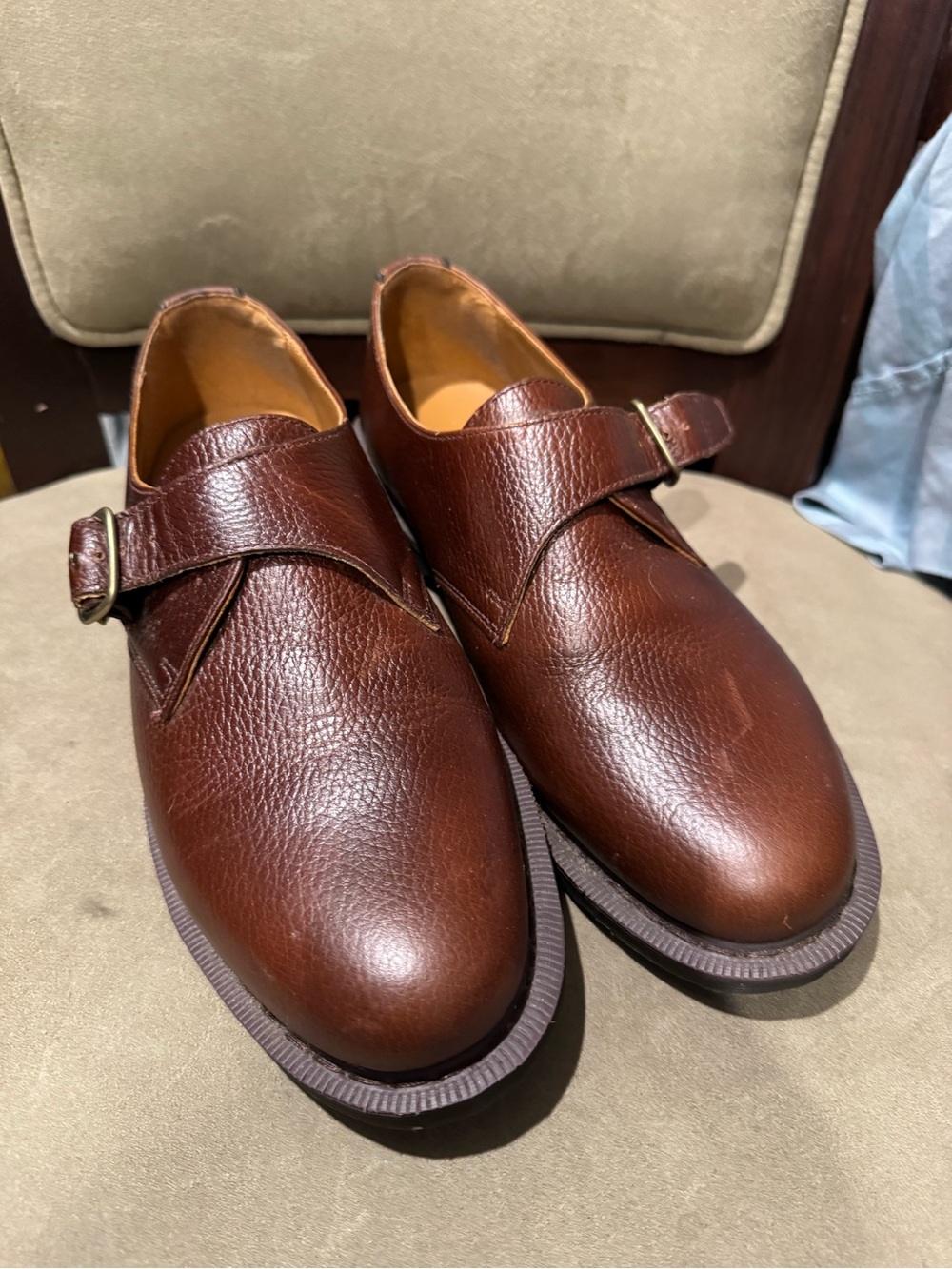 Dr. Martens Brown Leather Single Monk Strap Oxfords